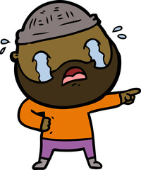 Obraz premium cartoon bearded man crying