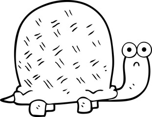 Fototapeta premium freehand drawn black and white cartoon sad turtle