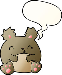 cartoon bear with speech bubble in smooth gradient style