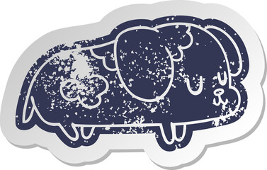 distressed old cartoon sticker kawaii of a cute dog