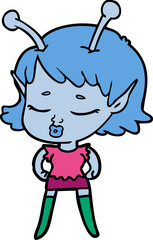 cute alien girl cartoon