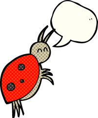 freehand drawn comic book speech bubble cartoon ladybug