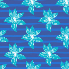 Fototapeta na wymiar Cute stylized bud flowers background. Abstract flower seamless pattern in simple style.