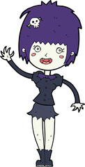 cartoon waving vampire girl