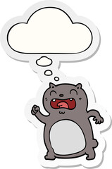 cartoon cat with thought bubble as a printed sticker