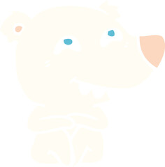flat color style cartoon polar bear showing teeth