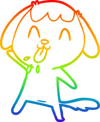 rainbow gradient line drawing of a cute cartoon dog