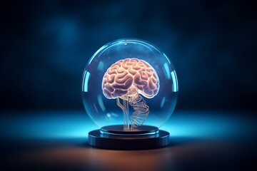 brain, isolated, glass, neuroscience, medical, anatomy, science, cognition, intelligence, innovation, research