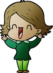 Obraz premium cartoon happy woman