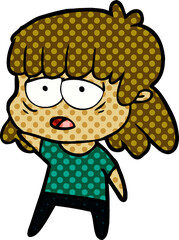 cartoon tired woman