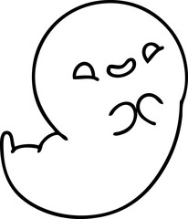 line doodle of a happy halloween ghost