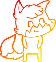 warm gradient line drawing of a cartoon friendly fox