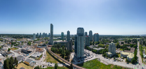 Naklejka premium Residential Homes and Buildings near Surrey Central, Vancouver, BC, Canada