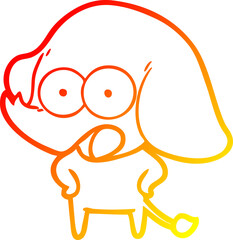 Obraz premium warm gradient line drawing of a cute cartoon elephant