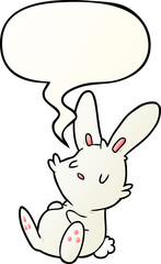 cute cartoon rabbit sleeping with speech bubble in smooth gradient style