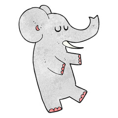 freehand textured cartoon dancing elephant