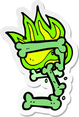 sticker of a cartoon halloween bone number