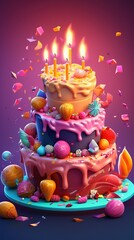 Fototapeta na wymiar Birthday Cakes Generative AI