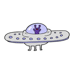 freehand drawn cartoon flying saucer
