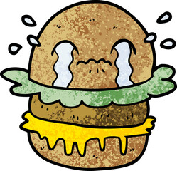 cartoon crying fast food burger