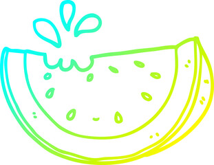 cold gradient line drawing of a cartoon watermelon