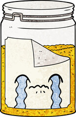 cartoon glass jar crying