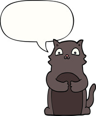 cartoon cat with speech bubble