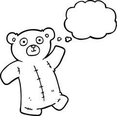 freehand drawn thought bubble cartoon teddy bear