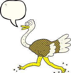 freehand drawn comic book speech bubble cartoon ostrich