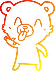 warm gradient line drawing of a rude cartoon bear