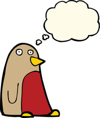 cartoon robin with thought bubble