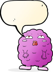 funny cartoon monster with speech bubble