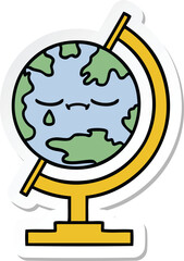 sticker of a cute cartoon globe of the world