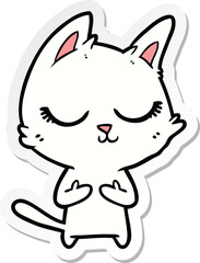 sticker of a calm cartoon cat
