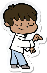 sticker of a cartoon happy boy
