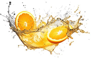 stock photo of orange juice splash flying through the air Food Photography