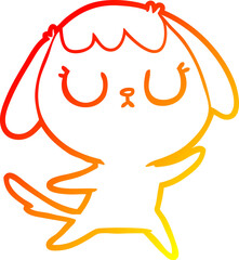 warm gradient line drawing of a cute cartoon dog
