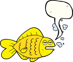 freehand drawn comic book speech bubble cartoon funny fish
