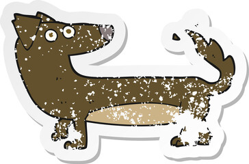 retro distressed sticker of a cartoon dog