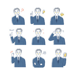 男性の表情　バリーエーションセット