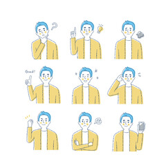 男性の表情　バリーエーションセット