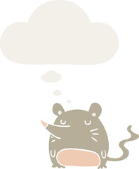 cartoon mouse with thought bubble in retro style