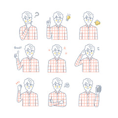 男性の表情　バリーエーションセット