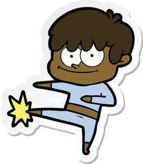 sticker of a happy cartoon man