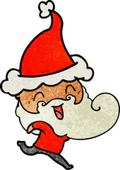 happy bearded man wearing santa hat