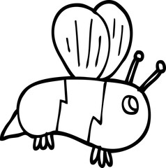 line drawing cartoon bumble bee