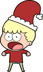 cartoon shocked man in xmas hat