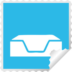 square peeling sticker cartoon of a empty in tray