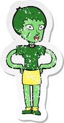 retro distressed sticker of a cartoon halloween girl