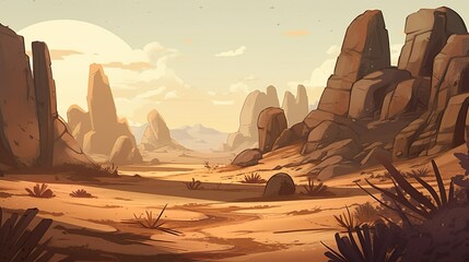 Background desert landscape. A desert landscape is depicted in this breathtaking artwork with an abstract background and an exquisite banner. Generative AI.